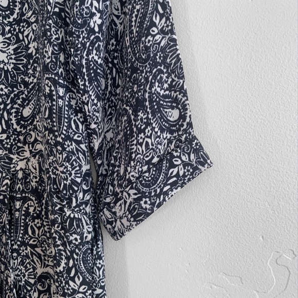 Garnet Hill Dress Gathered Drop Waist V-Neck Paisley Pockets Blue Women’s Size 2 - Picture 4 of 14